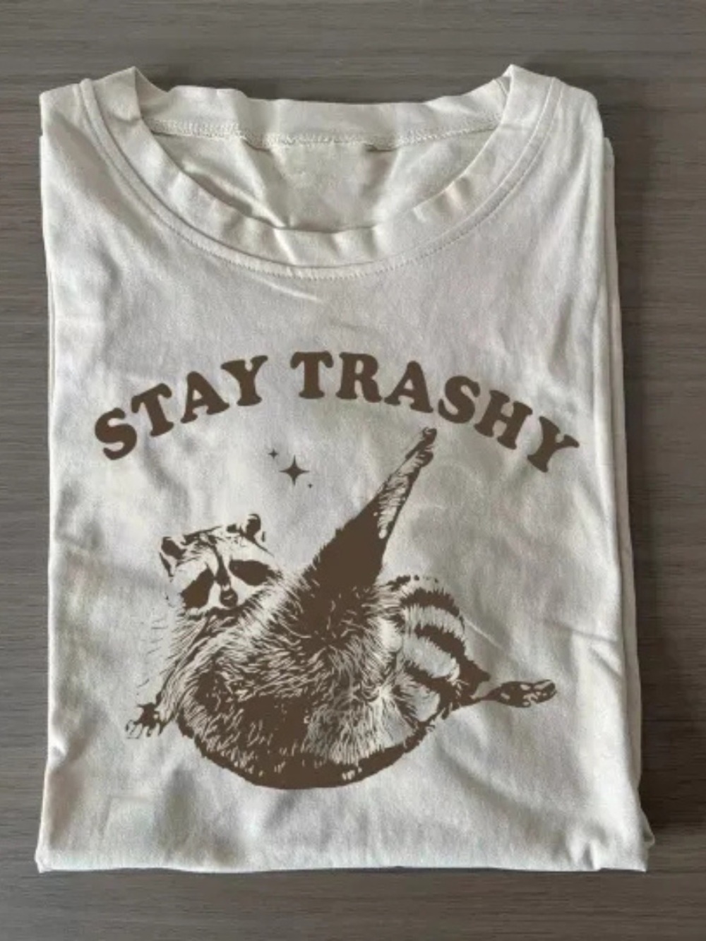 Stay Trashy Raccoon Graphic Gildan Tee - White Unisex
